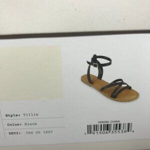 A New Day - Tillie Faux Leather Ankle Strap Sandals Black